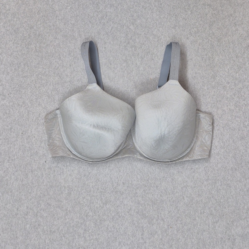 Wacoal Women Bra 38DD Gray Floral T Shirt Underwired Satin Strap